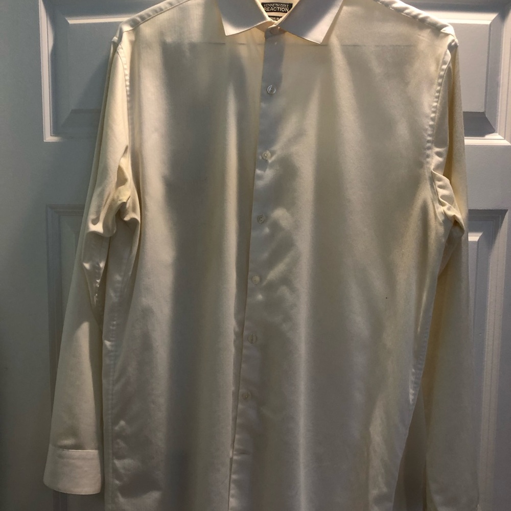 Kenneth Cole Cream Long-Sleeve Dress Shirt